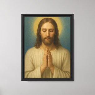 Impressão Em Tela Jesus na Oração com o Ouro Halo