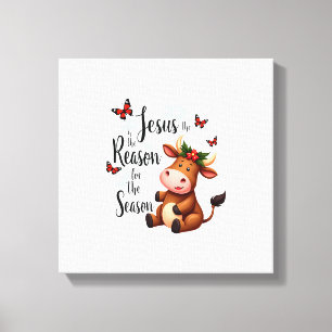 Impressão Em Tela Jesus Razão da Temporada Vaca Natal Cristã