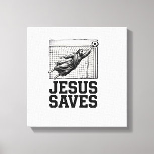 Impressão Em Tela Jesus Salva Camisa de Gravura Vintage de Goleiro d