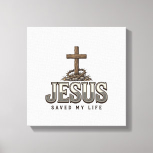 Impressão Em Tela Jesus Salvou Minha Vida Entalhe Vintage Design Cri
