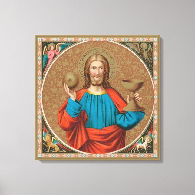 Impressão Em Tela Jesus Segurando o Eucarista (SNV 050) (Frente)