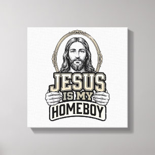 Impressão Em Tela Jesus Vintage é Meu Companheiro de Casa Desenho Ve