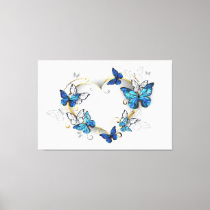 Impressão Em Tela Jewelry Heart with Butterflies Morpho