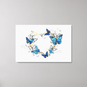 Impressão Em Tela Jewelry Heart with Butterflies Morpho