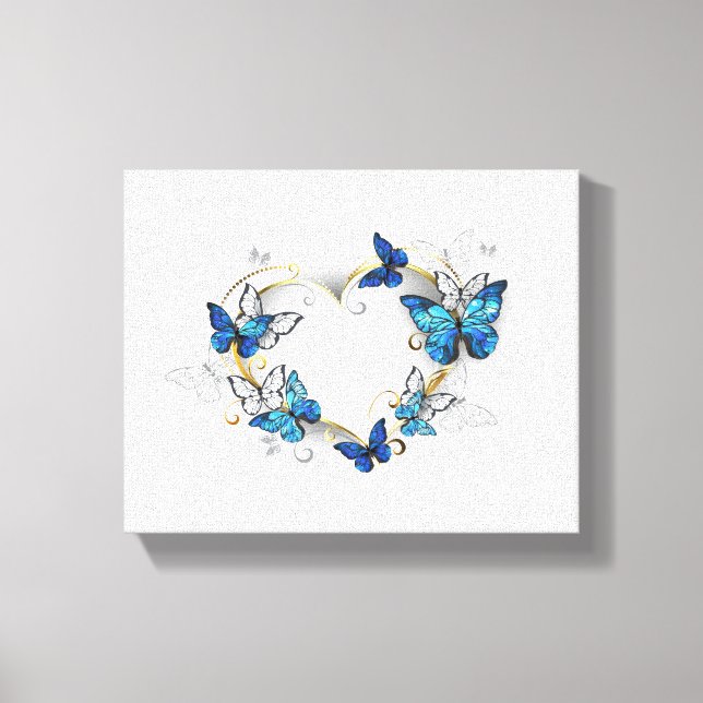 Impressão Em Tela Jewelry Heart with Butterflies Morpho (Frente)