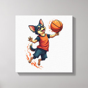 Impressão Em Tela Jogador Basquete Chihuahua Esporte Enterrada