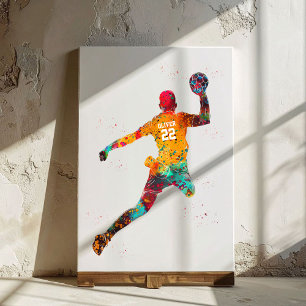 Impressão Em Tela Jogador de Handebol Colorido