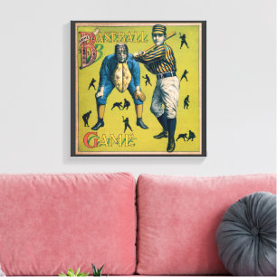 Impressão Em Tela Jogadores de beisebol esportivo vintage no jogo em