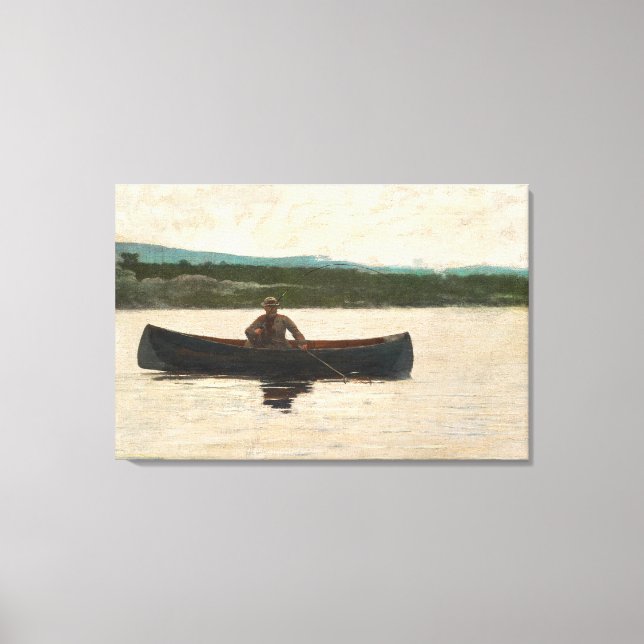 Impressão Em Tela Jogando um Peixe (1875) por Winslow Homer (Frente)