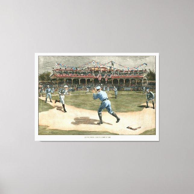 Impressão Em Tela Jogo da Liga Nacional de Basebol de 1886 (Frente)