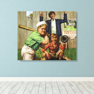 Impressão Em Tela Jogo de beisebol antigo, jogador de esportes menin