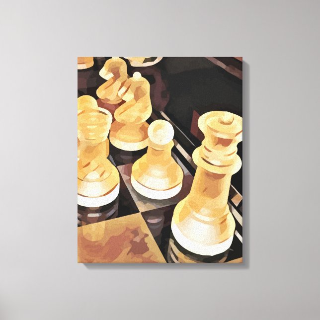 Impressão Em Tela Jogo de xadrez Abstrato original (Frente)