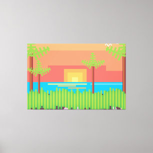 Impressão Em Tela Jogo Retro - Pôr do Sol Tropical