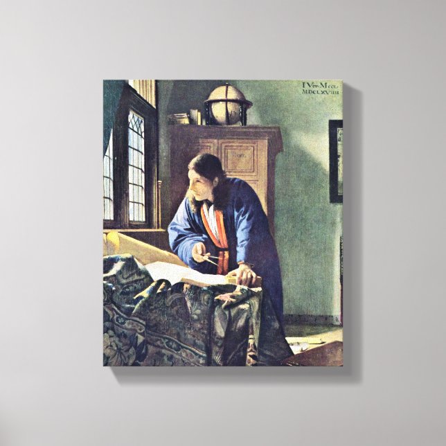 Impressão Em Tela Johannes Vermeer - A Geógrafa (Frente)