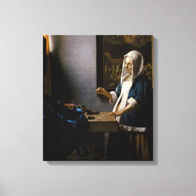 Impressão Em Tela Johannes Vermeer - Mulher Equilibrando (Frente)