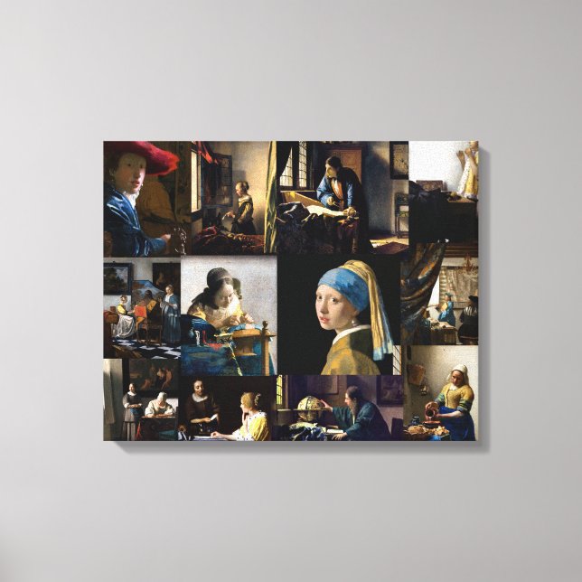 Impressão Em Tela Johannes Vermeer - Patchwork de obras-primas (Frente)