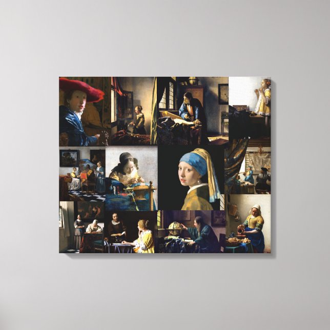 Impressão Em Tela Johannes Vermeer - Patchwork de obras-primas (Frente)