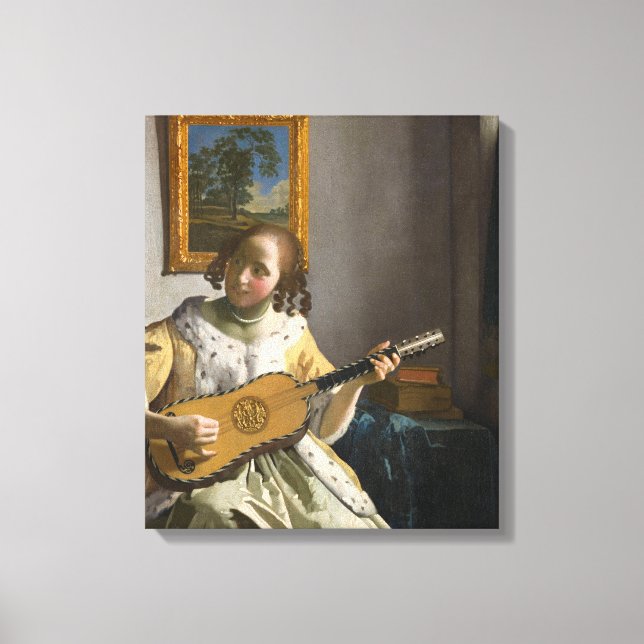 Impressão Em Tela Johannes Vermeer - Tocador de Violão (Frente)