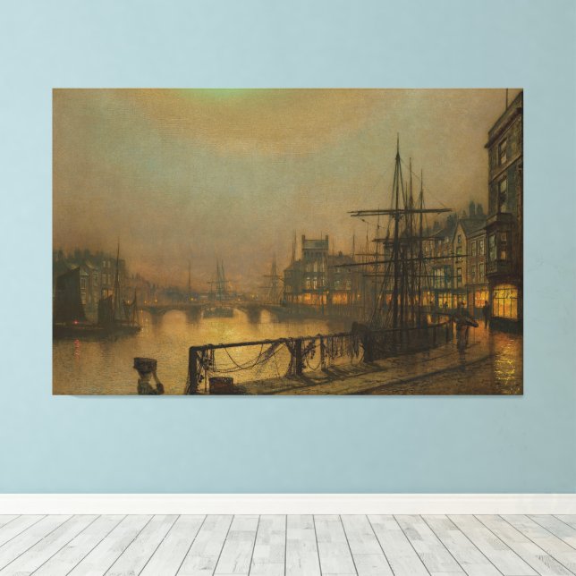 Impressão Em Tela John Atkinson Grimshaw - Whitby à Noite (Insitu(piso de madeira))