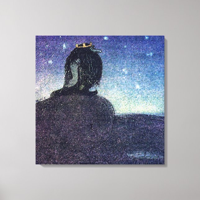 Impressão Em Tela John Bauer King da Montanha Troll em Azul (Frente)