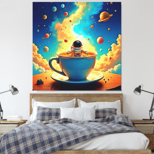 Impressão Em Tela Jornada Cósmica do Café do Astronauta