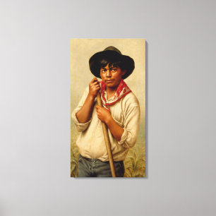 Impressão Em Tela Jovem homem a cavar milho, pintura famosa