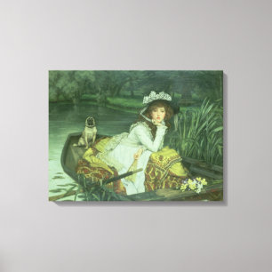 Impressão Em Tela Jovem mulher em um barco, ou reflexões, c.1870