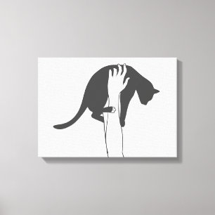 Impressão Em Tela Jovem mulher levantando o gato - Escolha a cor de 