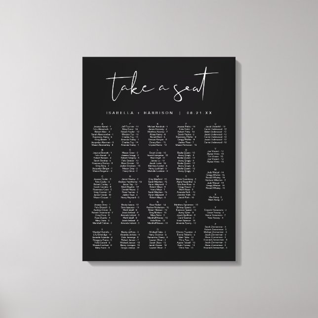 Impressão Em Tela JOVI Edgy Modern Black White Sating Alfabeto (Frente)