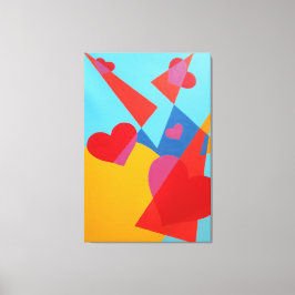 Impressão Em Tela Joyful Red Hearts Abstract Print