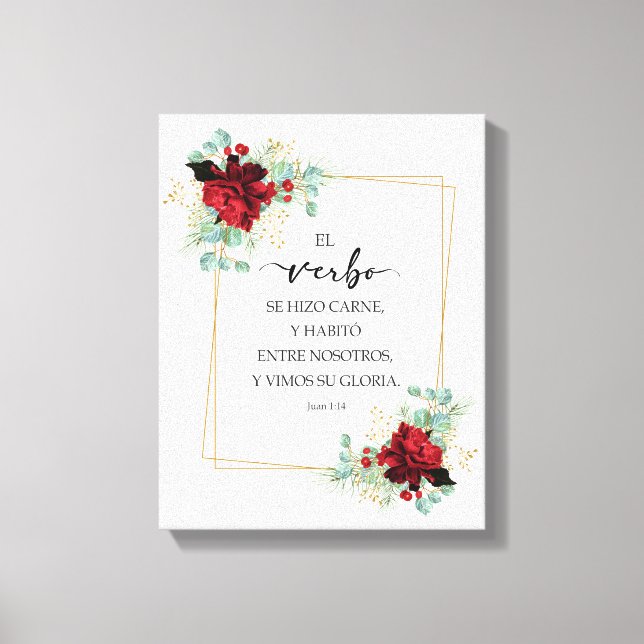 Impressão Em Tela Juan 1 14, Spanish bible verse (Frente)