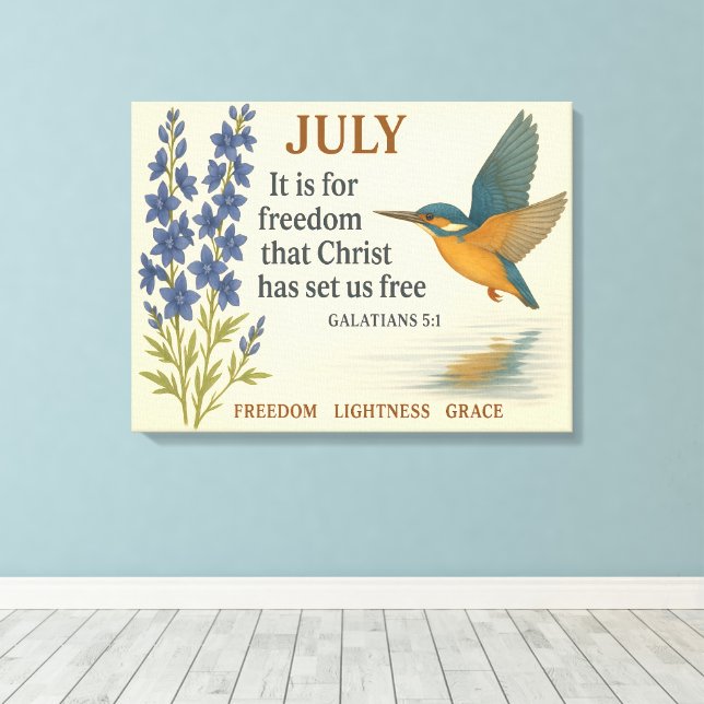 Impressão Em Tela July Freedom Inspirational Hummingbird  (Insitu(piso de madeira))
