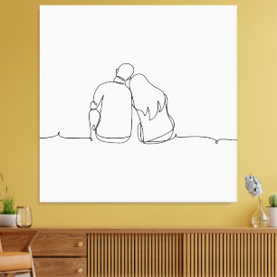 Impressão Em Tela Juntos – Casal Minimalista em Uma Linha