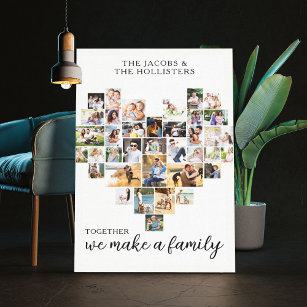 Impressão Em Tela Juntos, Coração Familiar Formou 36 Colagem De Foto