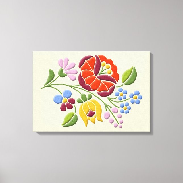 Impressão Em Tela Kalocsa - Tela de Arte Folclórica Húngara (Frente)