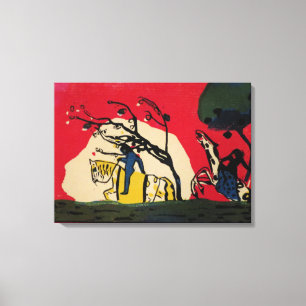 Impressão Em Tela Kandinsky - Dois Cavaleiros contra fundo vermelho