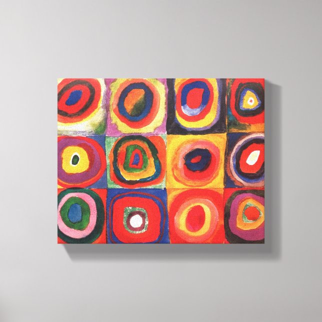 Impressão Em Tela Kandinsky Farbstudie Quadrate Esquadra Círculos de (Frente)