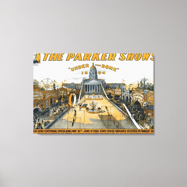 Impressão Em Tela Kansas Semi-Centennial. Motivos do Estado. (Frente)