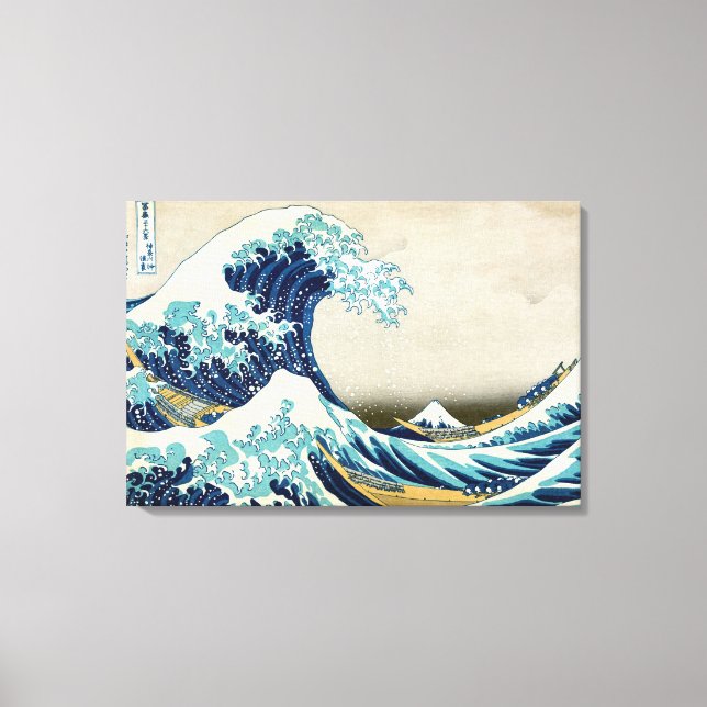Impressão Em Tela Katsushika Hokusai - A onda do Excelente de Kanaga (Frente)