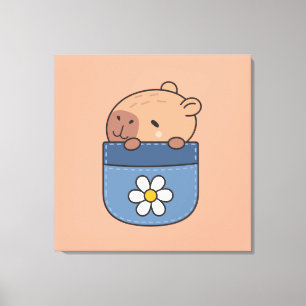 Impressão Em Tela Kawaii Capybara Pocket