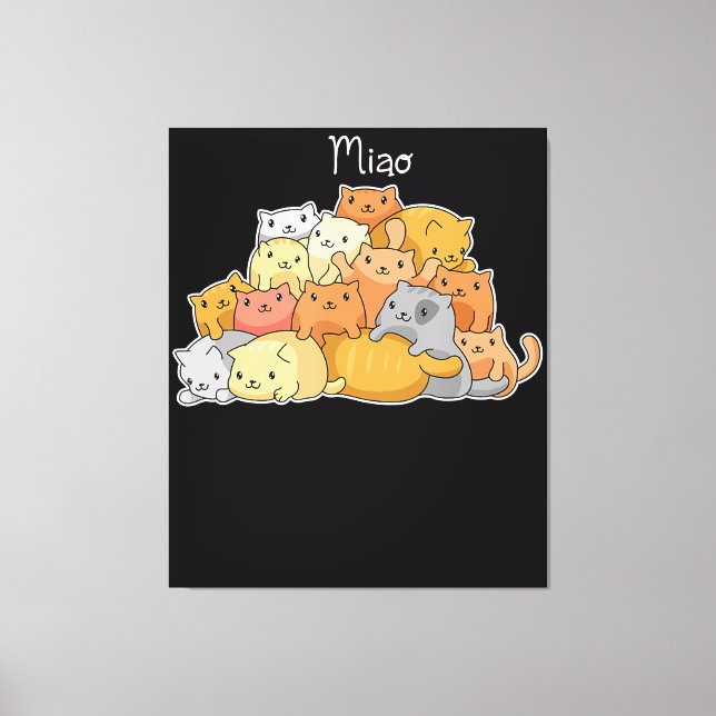 Impressão Em Tela Kawaii Cat Animes Japoneses Amantes E Cosplay (Frente)