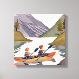 Impressão Em Tela Kayak Ride no lago | Serra Natureza Aquarela