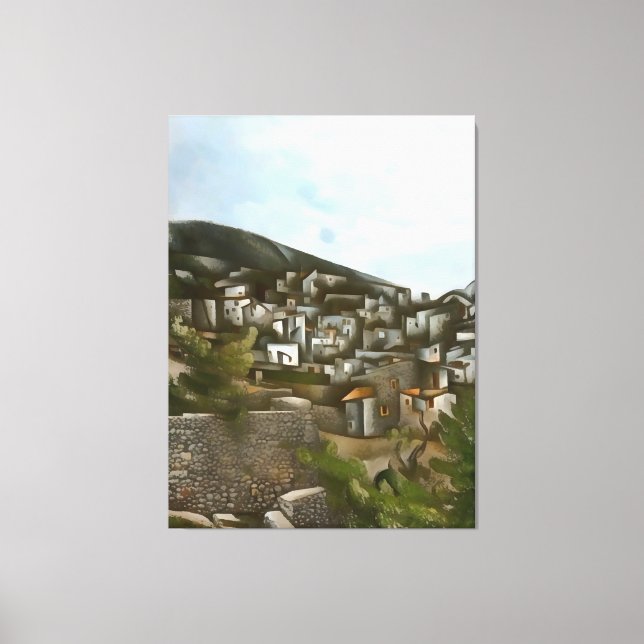 Impressão Em Tela Kayakoy Histórica Grego Casas Abstrato artísticas (Frente)