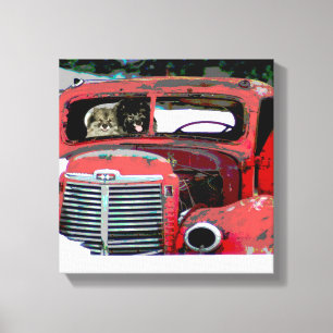 Impressão Em Tela Keeshond Christmas Old Truck Painting Art