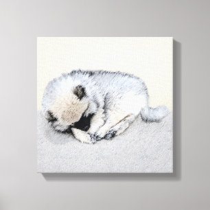 Impressão Em Tela Keeshond Dormindo Puppy Pintura Original