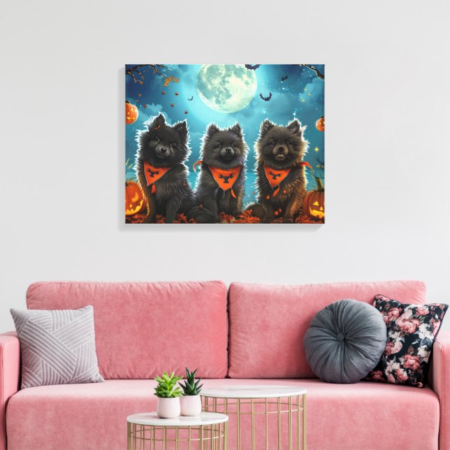 Impressão Em Tela Keeshond Halloween Spooky (Insitu(Sala de estar))