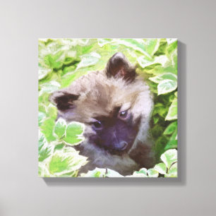 Impressão Em Tela Keeshond Puppy na Pintura Original