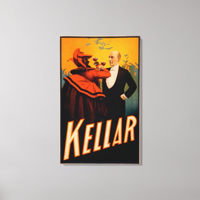 Impressão Em Tela Kellar Mágico Bebendo Vinho com o Diabo (Frente)