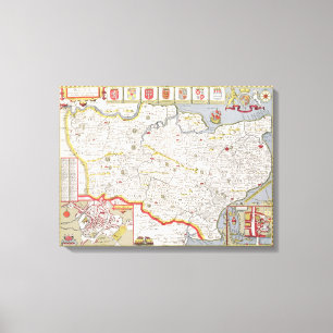 Impressão Em Tela Kent, gravado por Jodocus Hondius