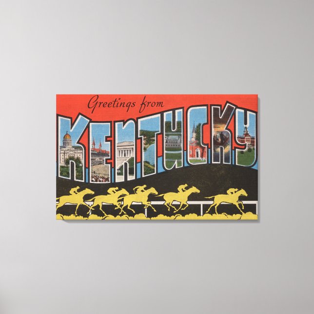 Impressão Em Tela Kentucky (Cena de Corrida de Cavalo) - Cena Grande (Frente)